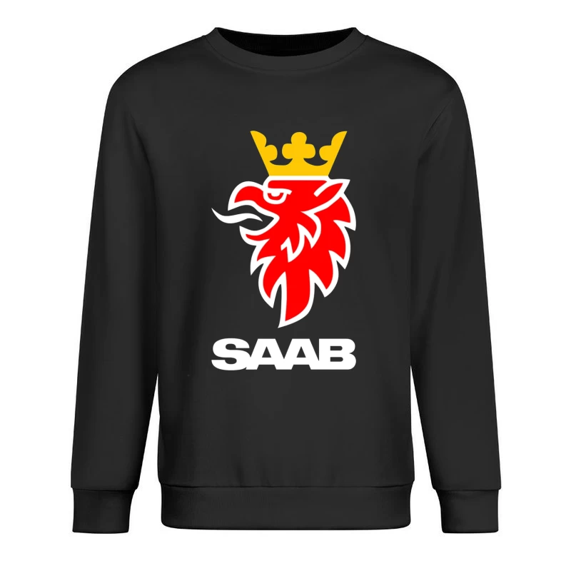 Saab Automotive Red Griffin Logo with Crown Male Pullover Sweatshirt