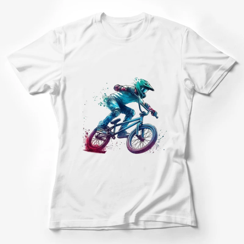 Dynamic BMX Biker in Action Female T-Shirt