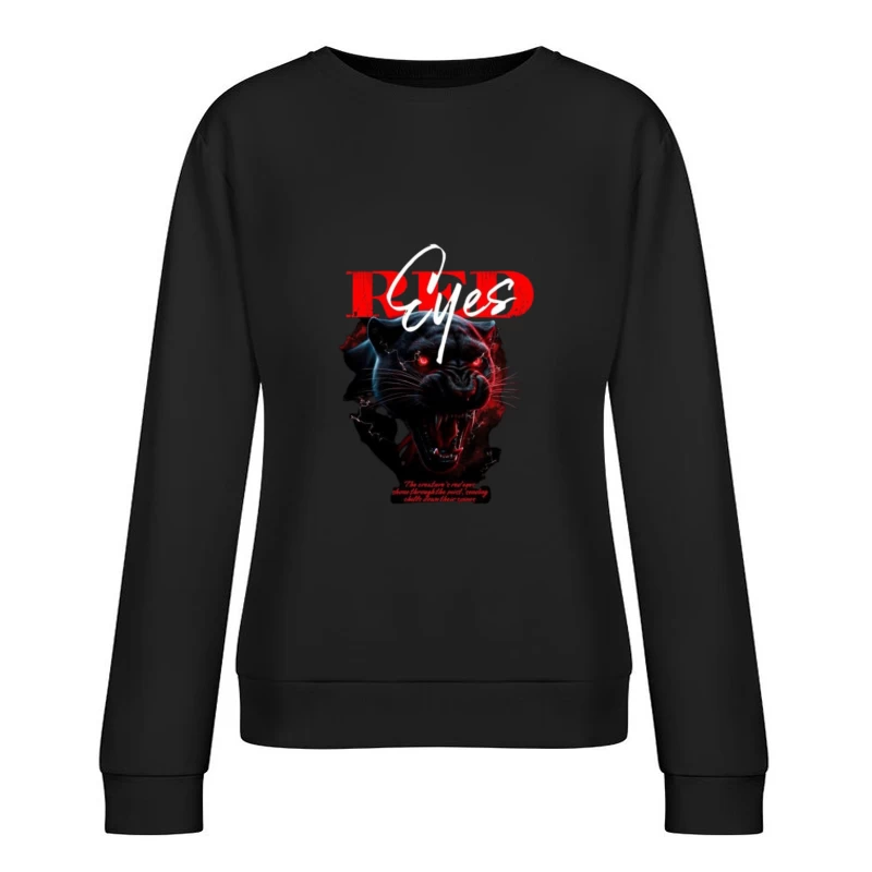 Menacing Black Panther Horror Art Design Female Pullover Sweatshirt