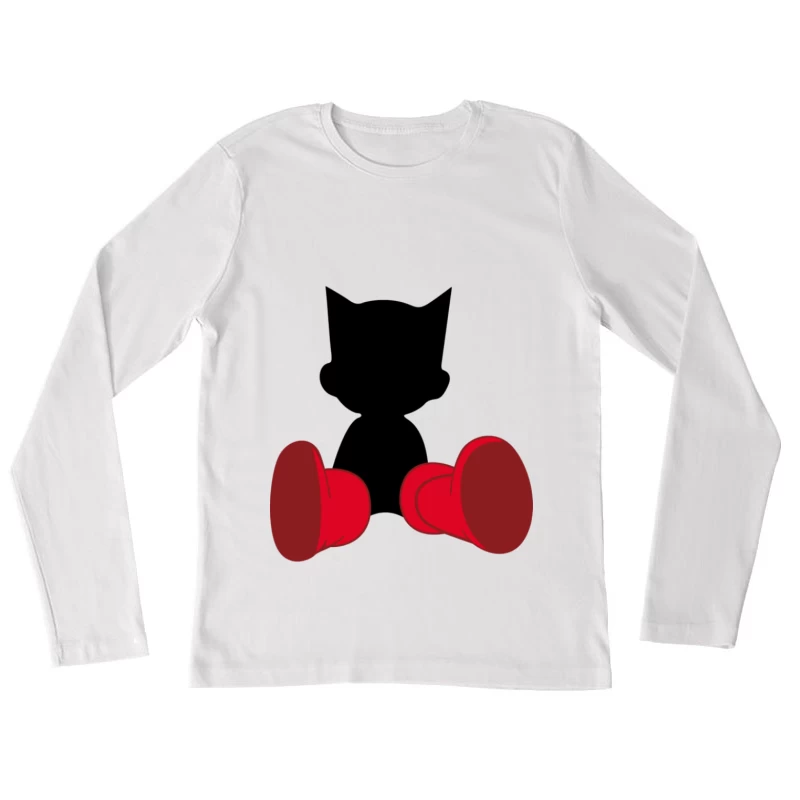 Schwarze Silhouette mit roten Stiefeln Damen Langarm T-Shirt