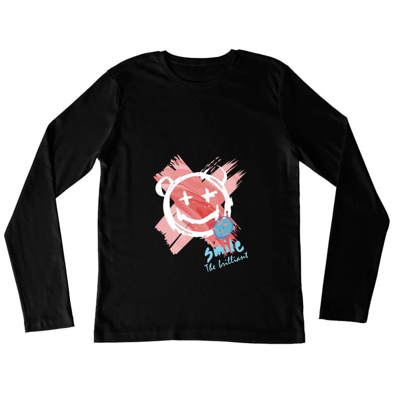 Lächelndes Bärchen Graffiti Damen Langarm T-Shirt
