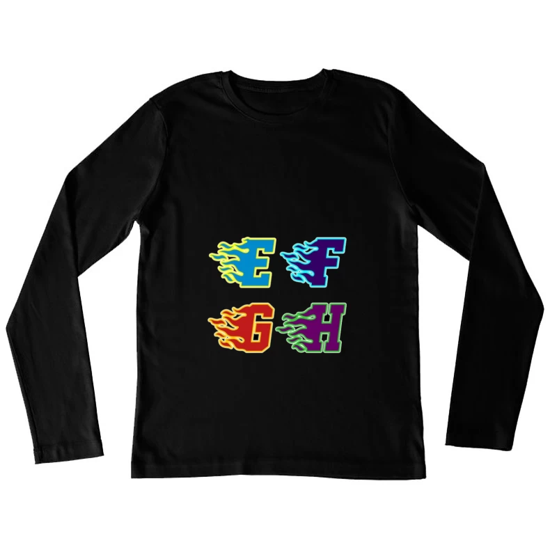 Brennende Buchstaben E, F, G, H Damen Langarm T-Shirt