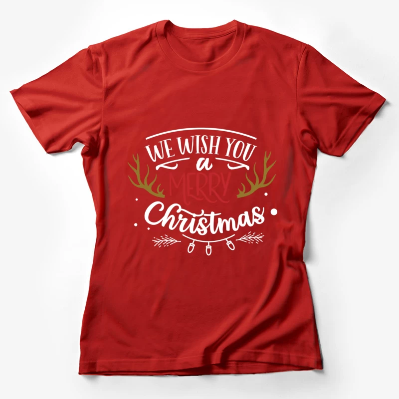 Vœux de Noël joyeux avec bois de cerf Femme T-Shirt