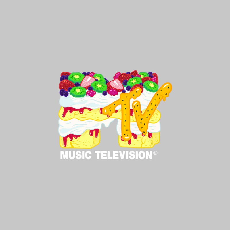 MTV Dessert Logo mit Früchten Herren Langarm T-Shirt