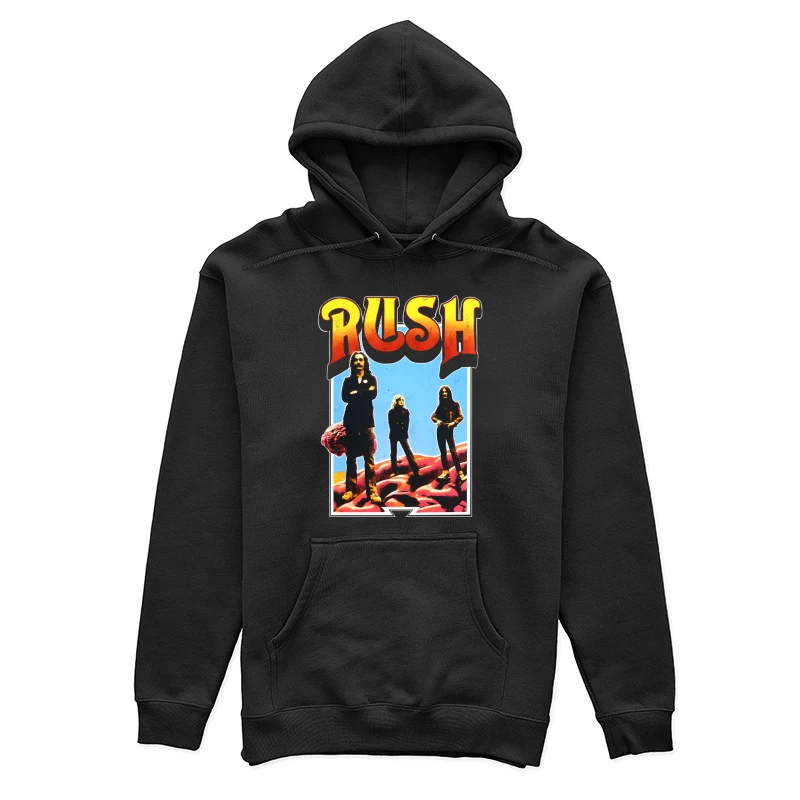 Retro Rush Rock Band Promotional Poster from the 1970s Female Pullover Hoodie