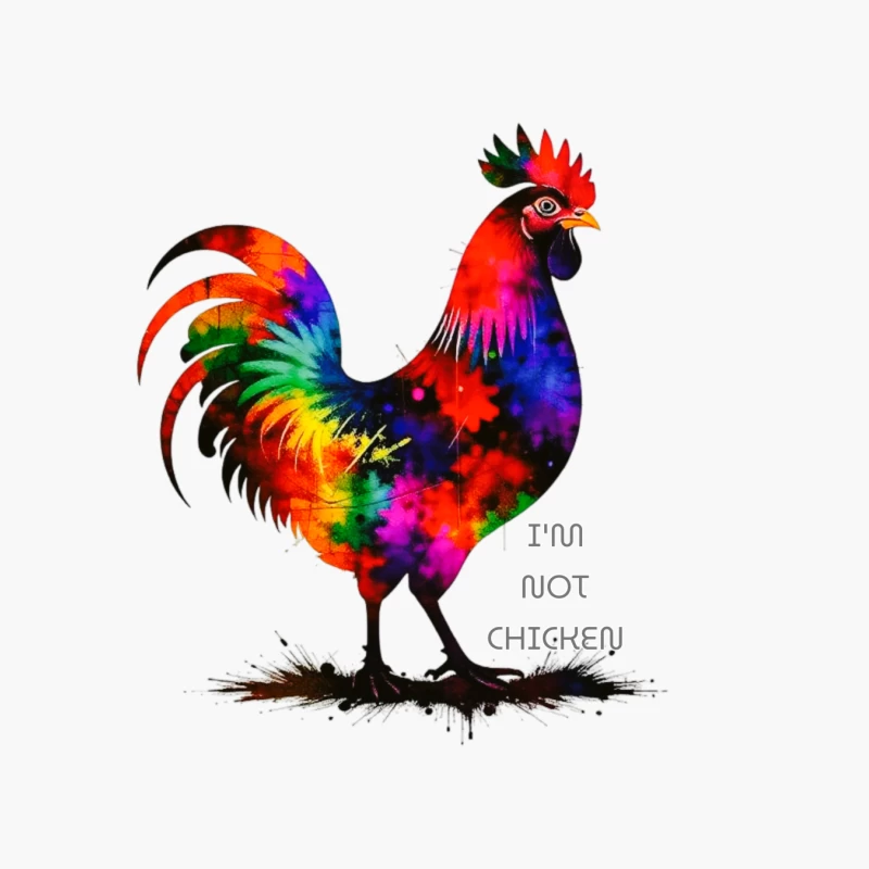 Rainbow Watercolor Rooster with Text Cotton Tote Bag