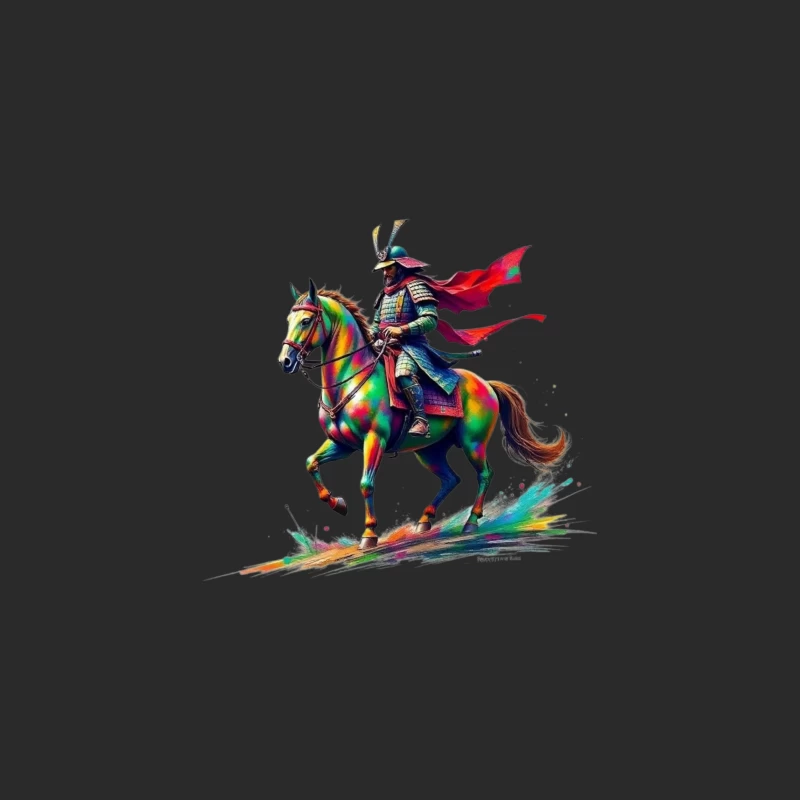 Colorful Samurai Warrior on Horse Baseball Cap