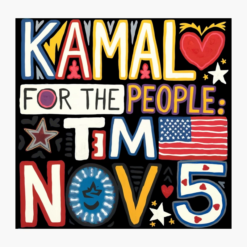 Colorful Kamala Harris Campaign Typography with Patriotic Elements Throw Pillow