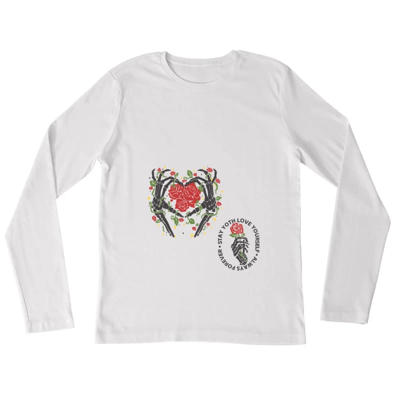 Rosenherz mit Blumen Damen Langarm T-Shirt