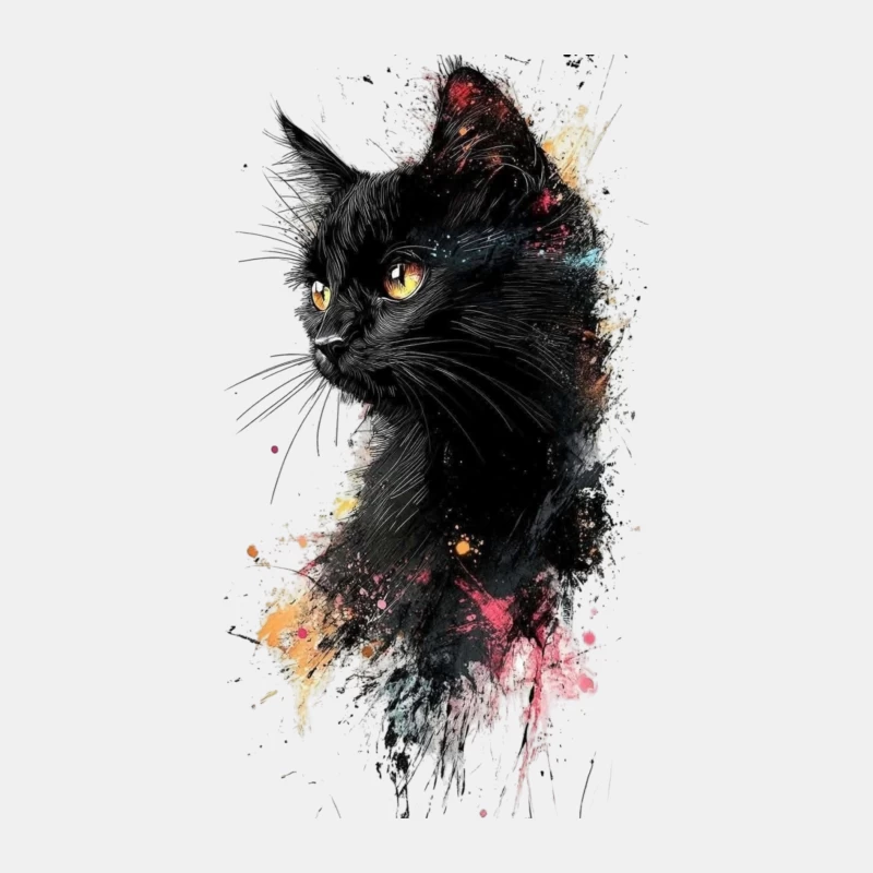 Colorful Watercolor Portrait of a Black Cat Male Tank Top