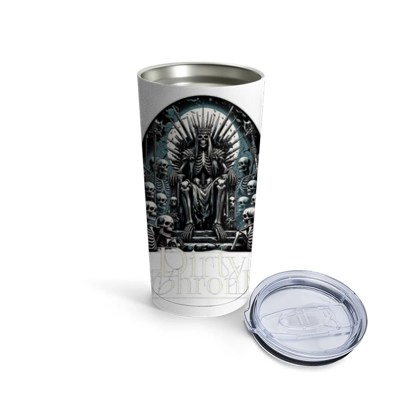 Gothic Skeleton King on Skull Throne Travel Mug