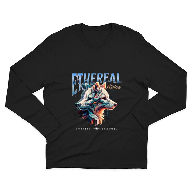 Ethereal Wolf Spirit with Lightning - Abstract Digital Art Male Long Sleeve T-Shirt