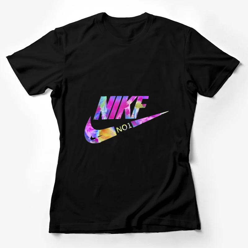Buntes Nike-Logo mit Blumenmuster Damen T-Shirt
