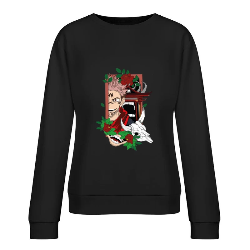 König des Fluchs mit Blumen Damen Pullover Sweatshirt