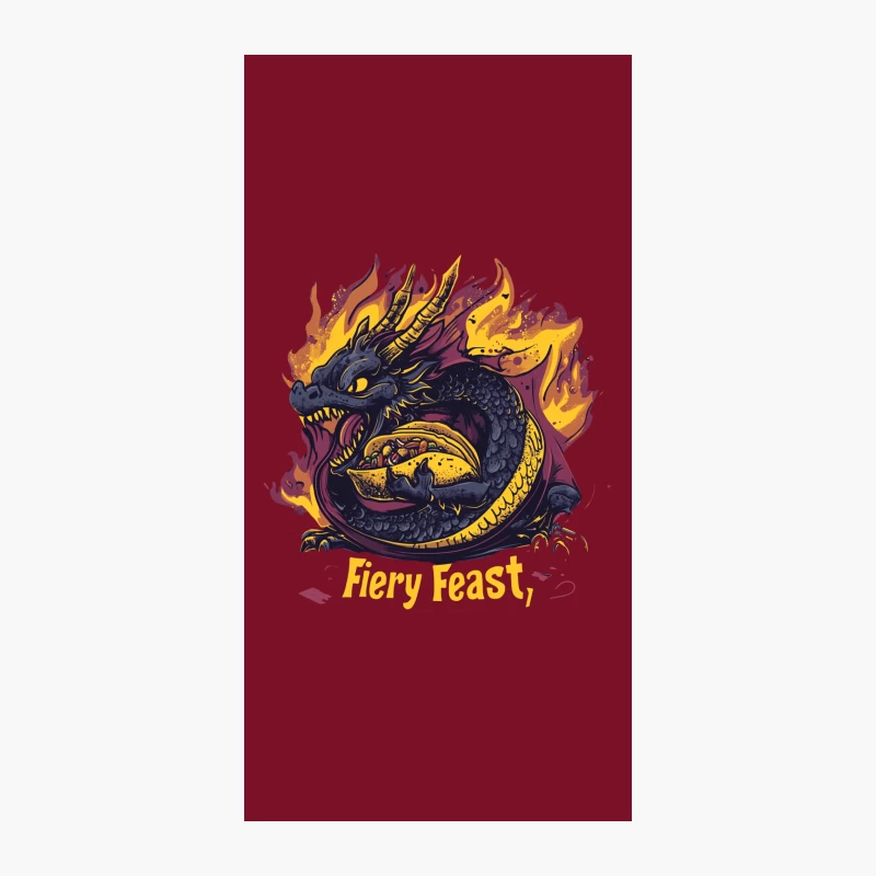 Fiery Dragon Feast: Mythical Creature Illustration iPhone Case