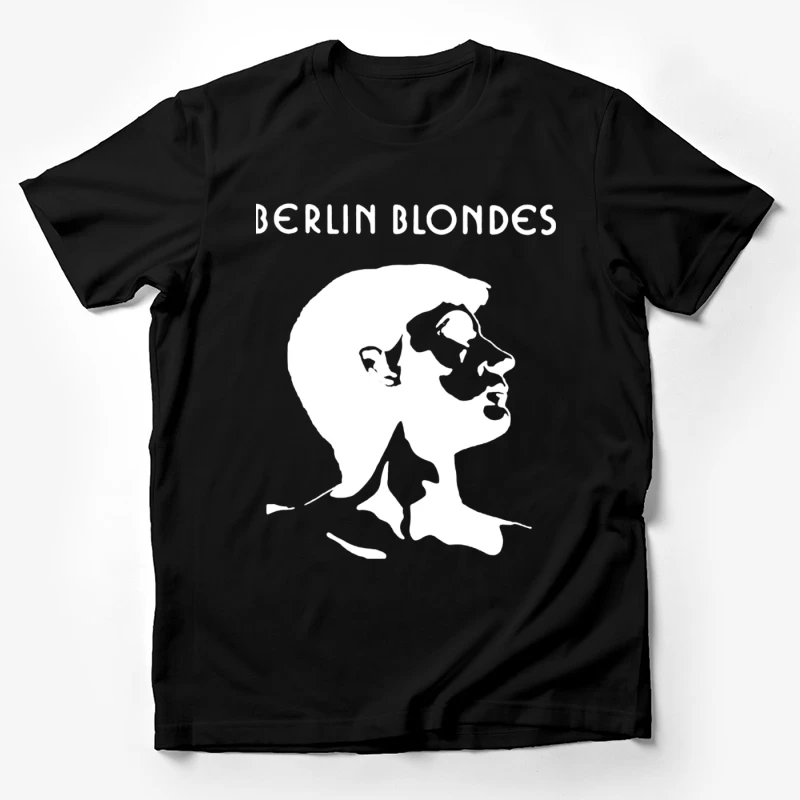 Minimalist Line Art Profile with Berlin Blondes Text Male T-Shirt