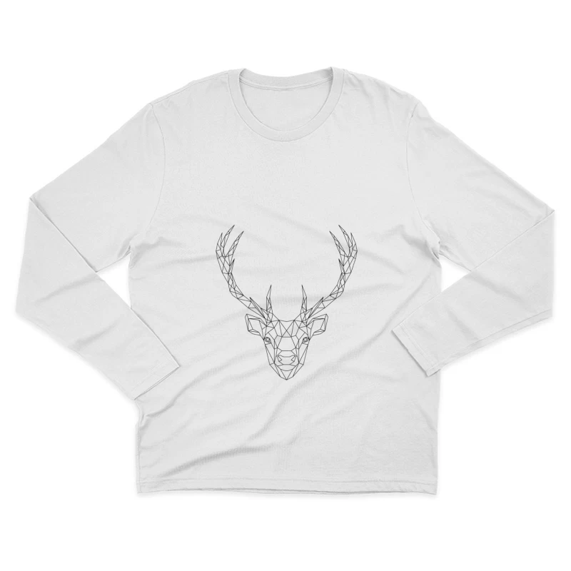 Design géométrique de tête de cerf Homme Manches Longues T-Shirt