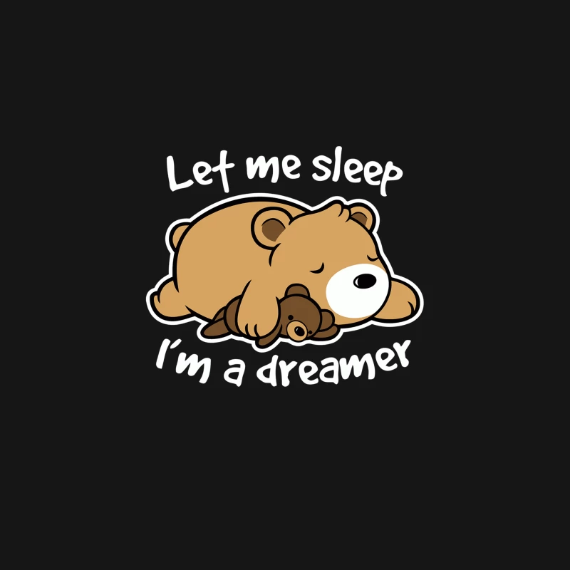Adorable Sleeping Cartoon Bear Illustration Desk Mat