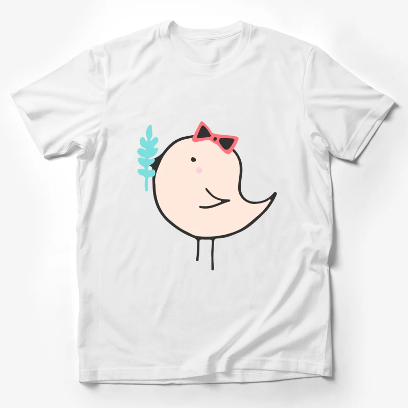 Oiseau mignon avec un noeud et branche Homme T-Shirt