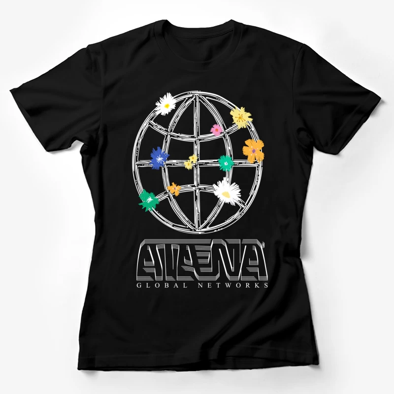 Athena Global Network Logo mit Blumen Damen T-Shirt