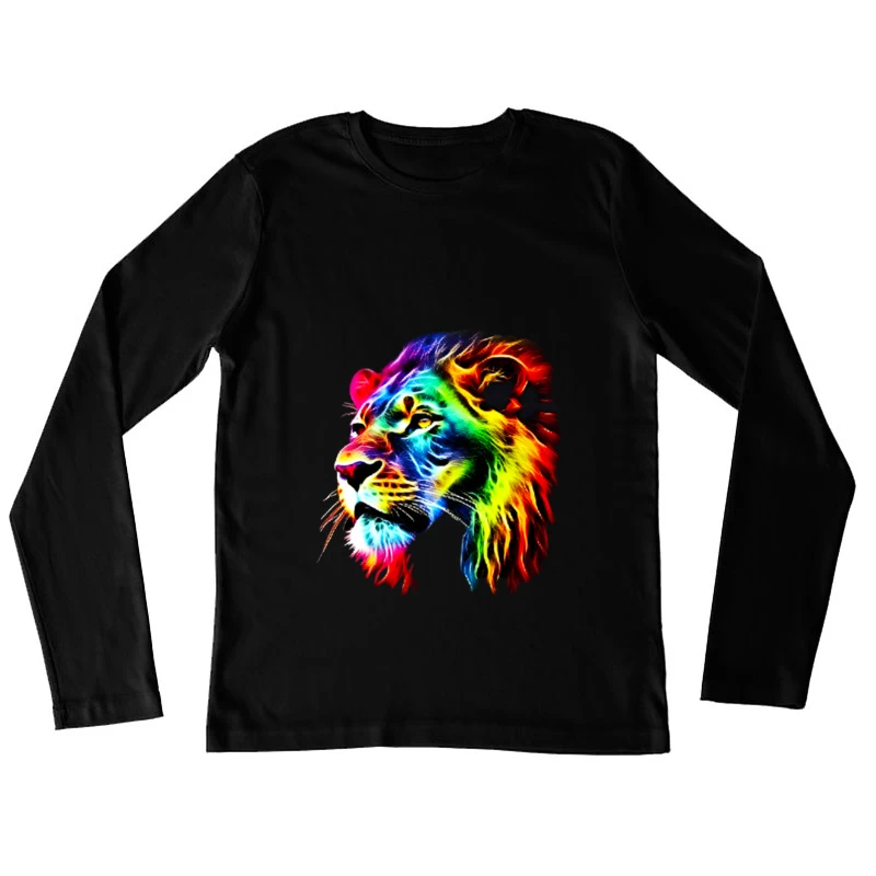 Bunte Löwenkunst Damen Langarm T-Shirt