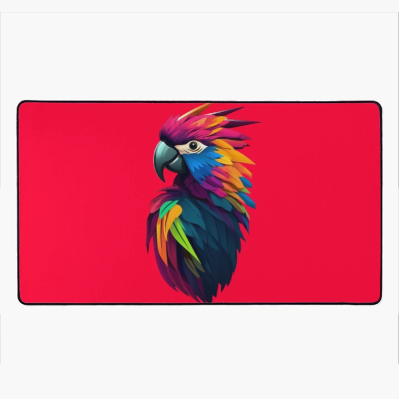 Colorful Parrot Illustration Desk Mat