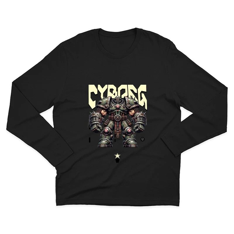 Heavy Combat Cyborg Mech Armor Illustration Male Long Sleeve T-Shirt