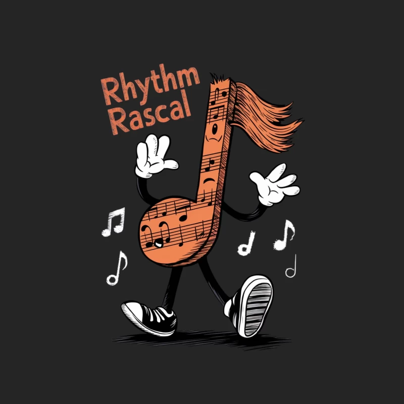 Vintage Style Musical Note Mascot Character "Rhythm Rascal" Female Pullover Sweatshirt