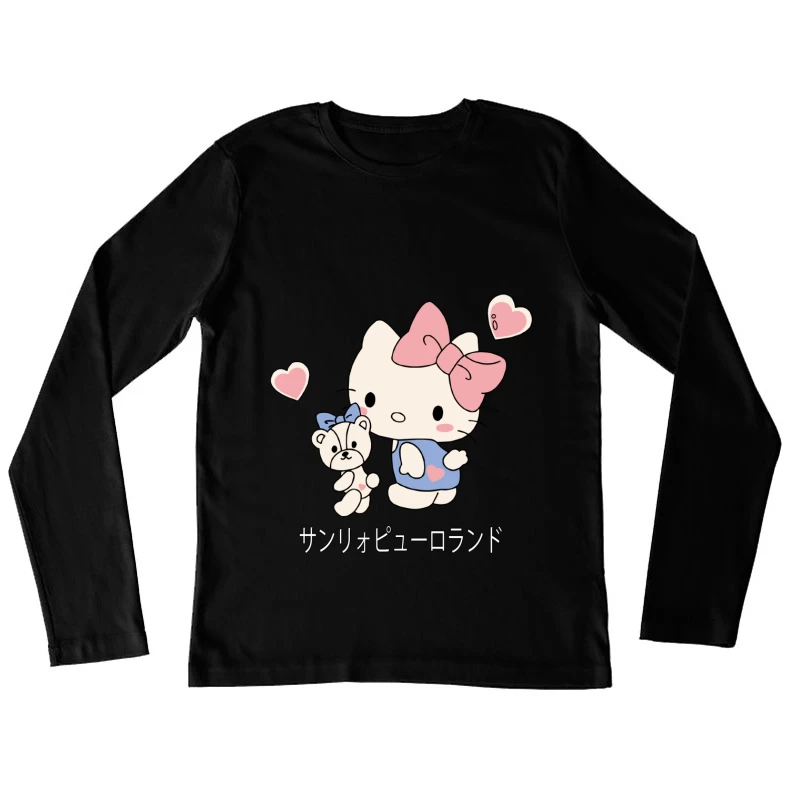 Kawaii-Katze mit Teddy Damen Langarm T-Shirt