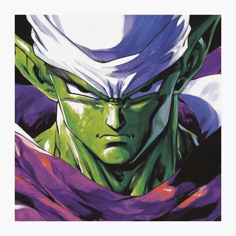 Intense Portrait of Piccolo: Dragon Ball's Iconic Green Alien Warrior Pin