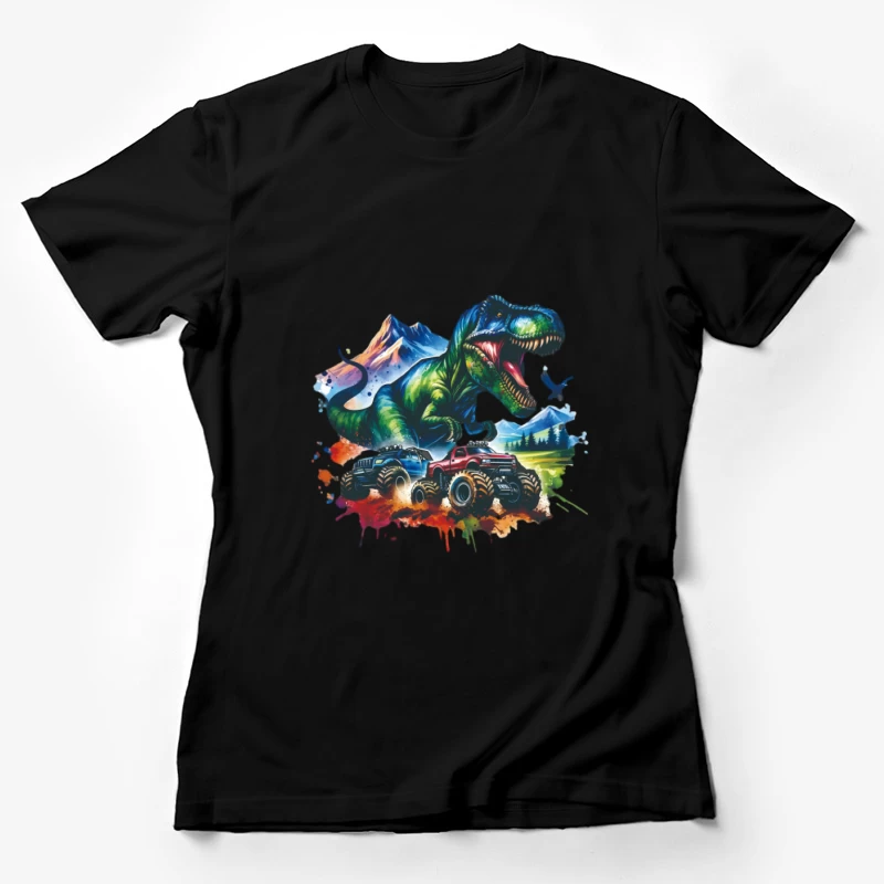 Dinosaurier und Monstertrucks Abenteuer Damen T-Shirt
