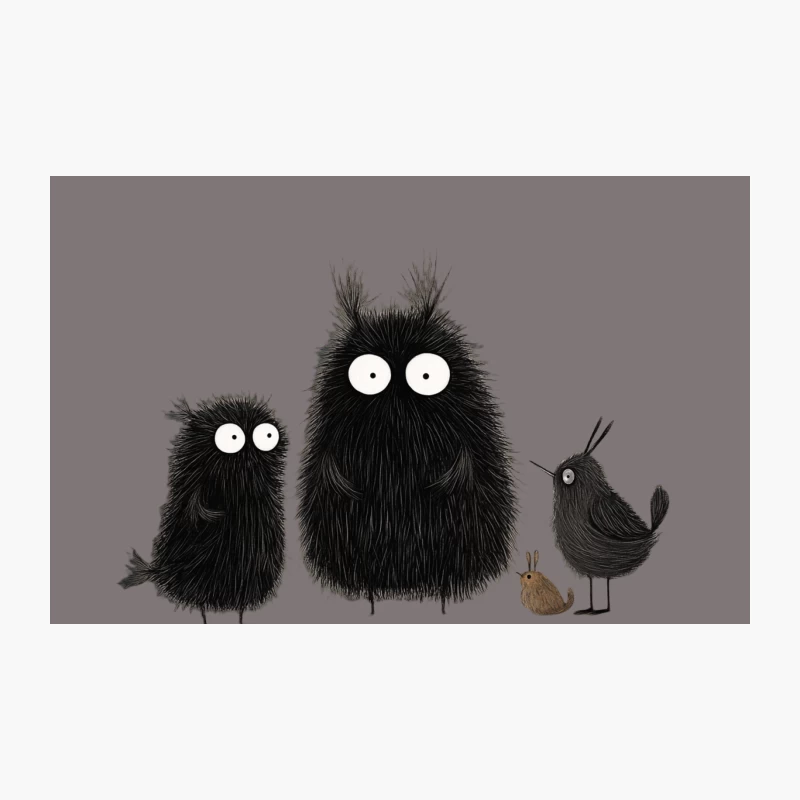 Adorable Fuzzy Monsters: A Quirky Family Portrait Travel Mug