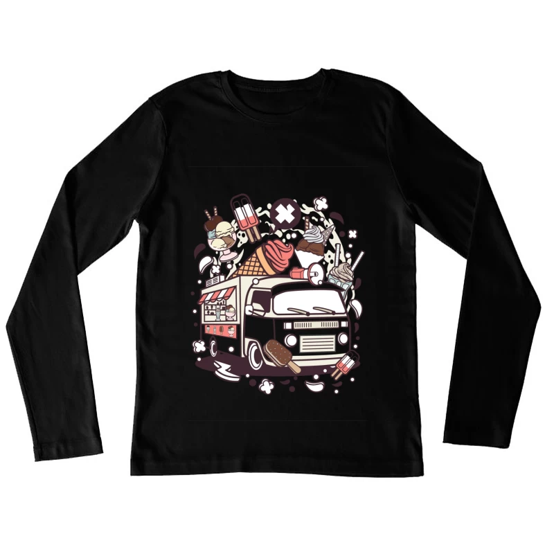 Camion de crème glacée rétro Femme Manches Longues T-Shirt