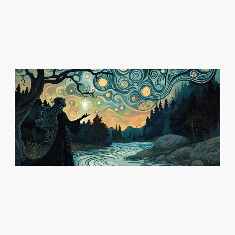 Mystical Starry Night in Enchanted Forest Coffee Mug