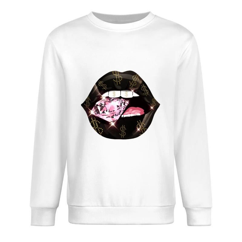 Luxus Lippen mit Diamant Herren Pullover Sweatshirt