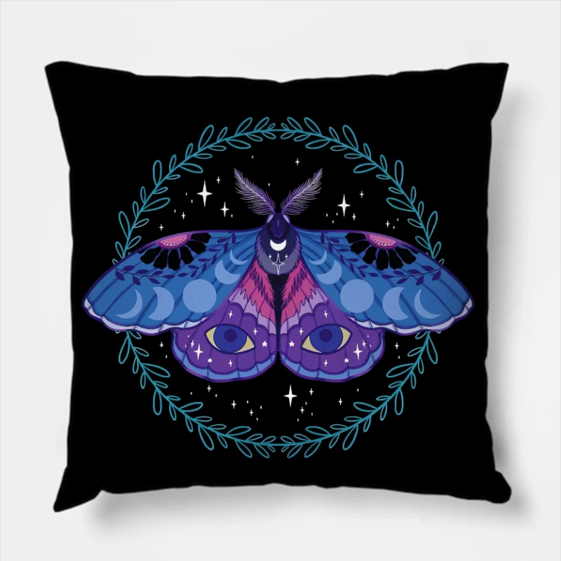 Celestial Moth – Mystical Nocturnal Elegance Throw Pillow