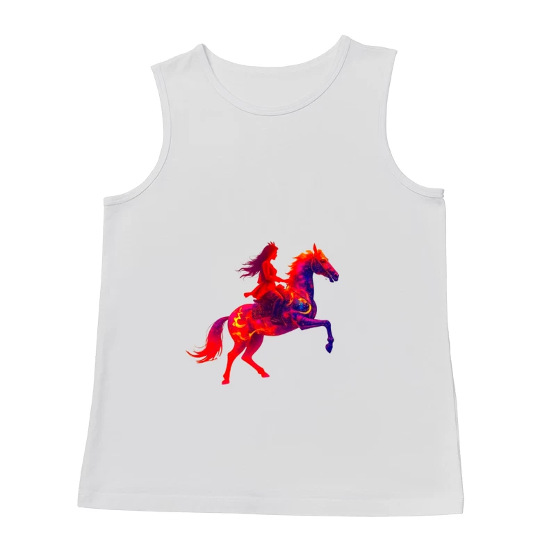 Mystical Red Horse and Rider Silhouette Fantasy Art Male Tank Top