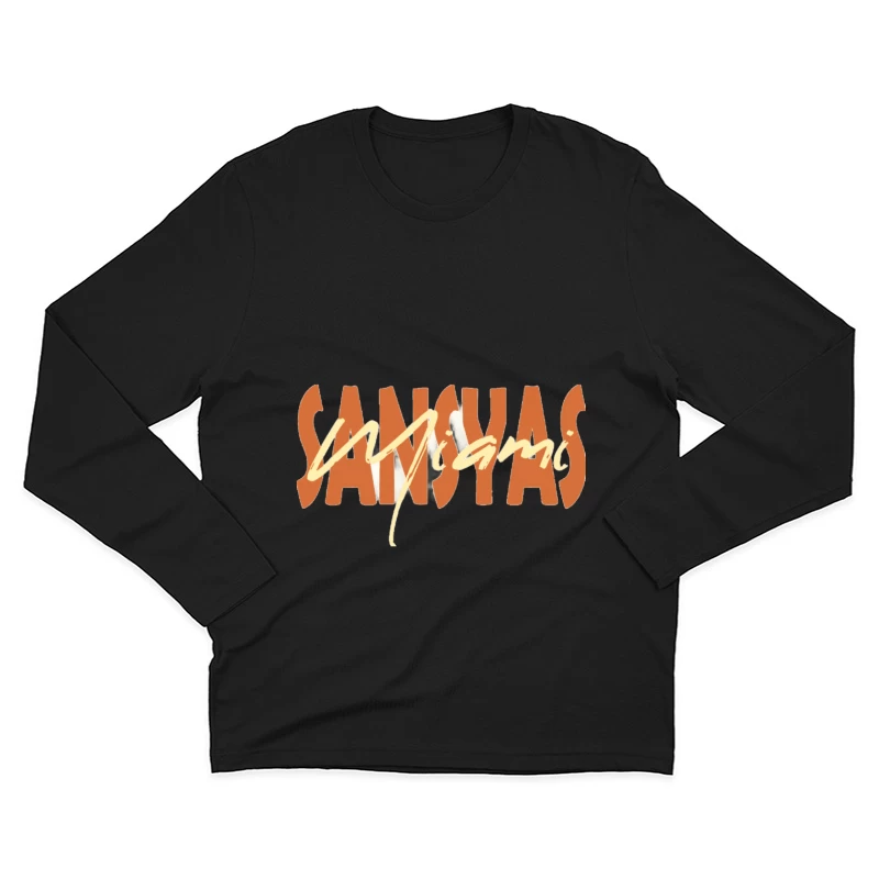 Retro Sanyasi Miami Schriftzug Herren Langarm T-Shirt