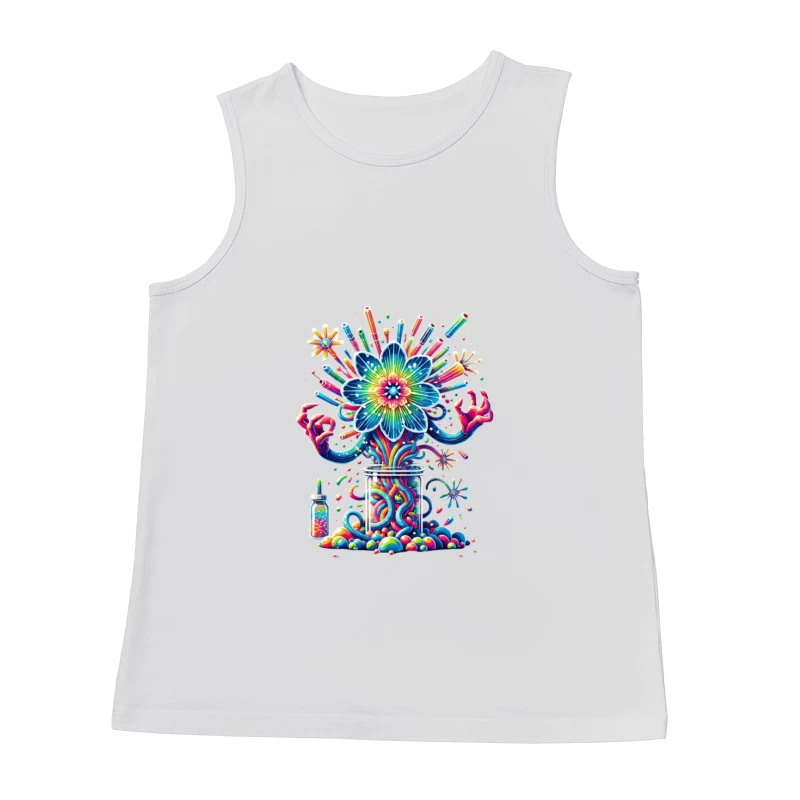 Vibrant Rainbow Flower Explosion from Mason Jar Male Tank Top