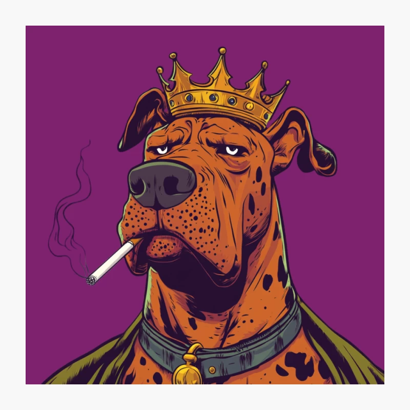 Royal Dog Smoking Cartoon Illustration Pin