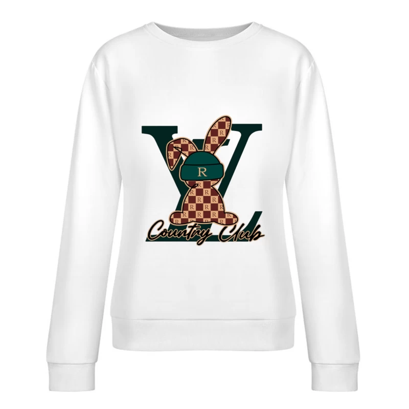 Kaninchen mit R-Muster im Country Club Stil Damen Pullover Sweatshirt