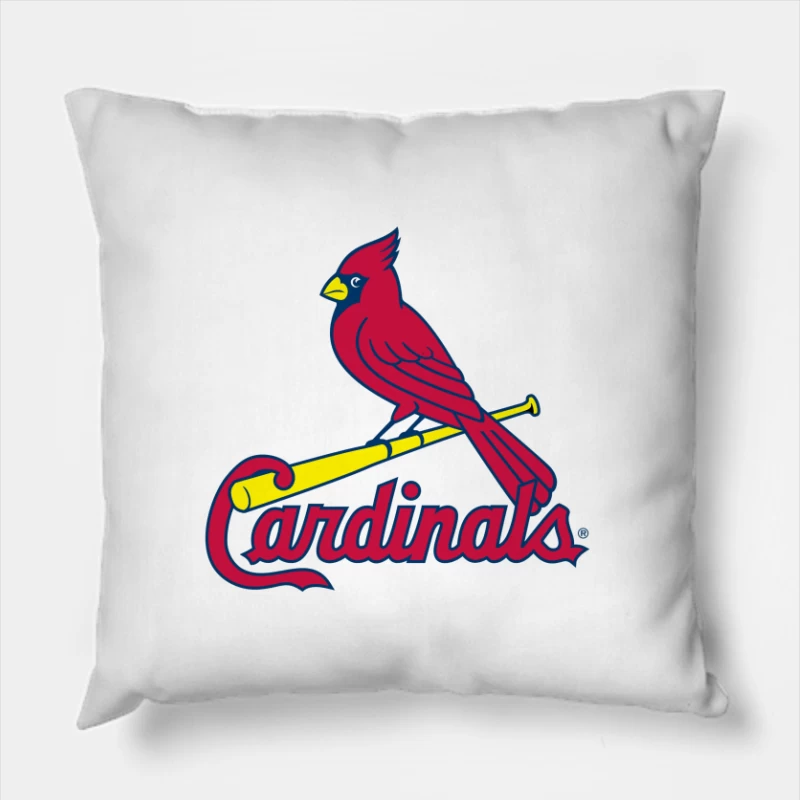 St. Louis Cardinals MLB Team Logo with Red Cardinal Mascot Throw Pillow