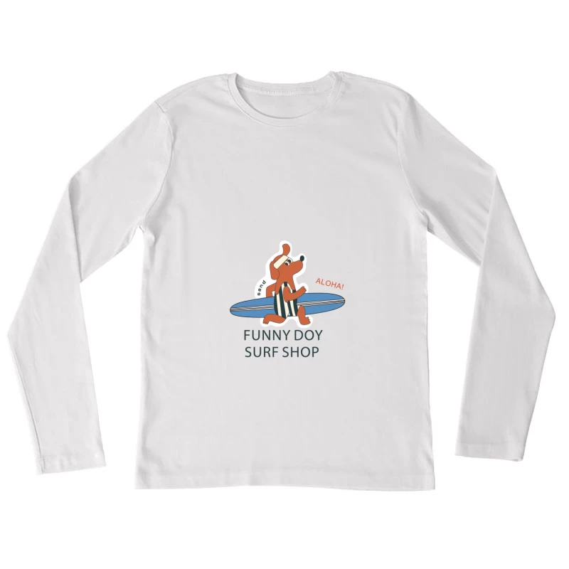 Lustiger Surfhund im Surfshop-Design Damen Langarm T-Shirt