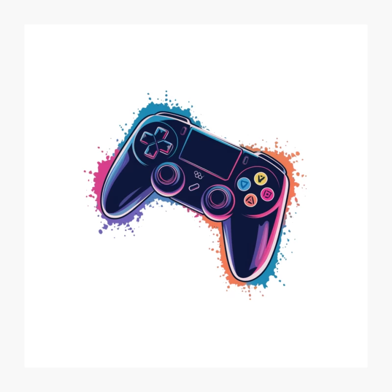 Vibrant Neon Game Controller Digital Art Pin