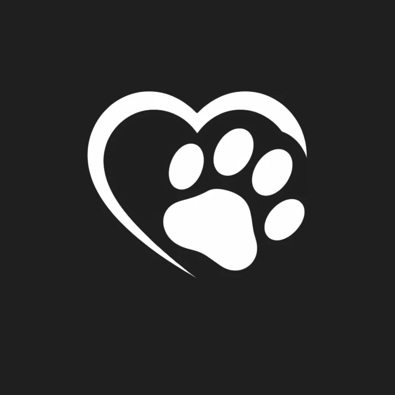 Minimalist Heart with Paw Print: Symbol of Animal Love Male Tank Top