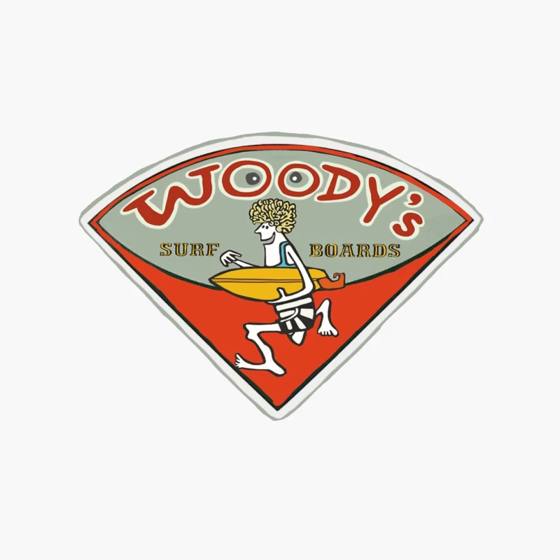 Vintage Woody's Surf Boards Logo with Cartoon Surfer Cotton Tote Bag