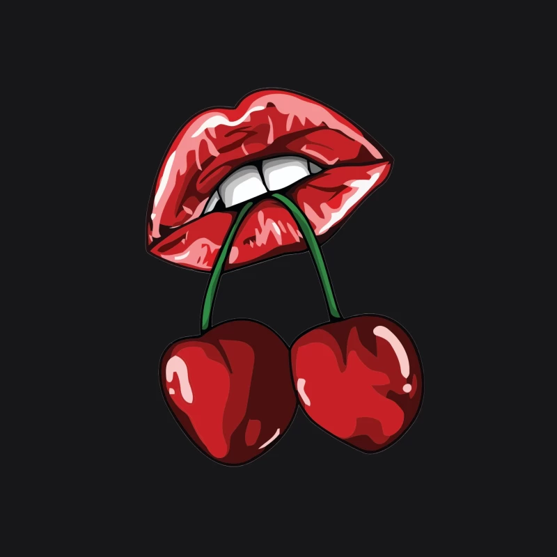 Illustrazione di ciliegie e labbra Felpa con cappuccio Donna