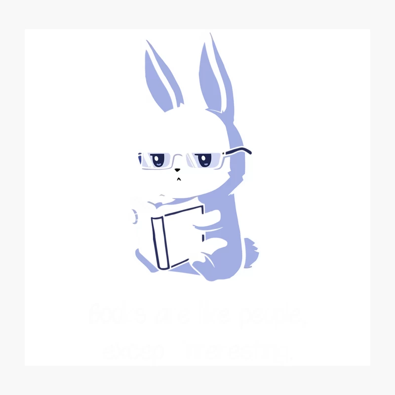 Studious Cartoon Rabbit Reading with Glasses Throw Pillow