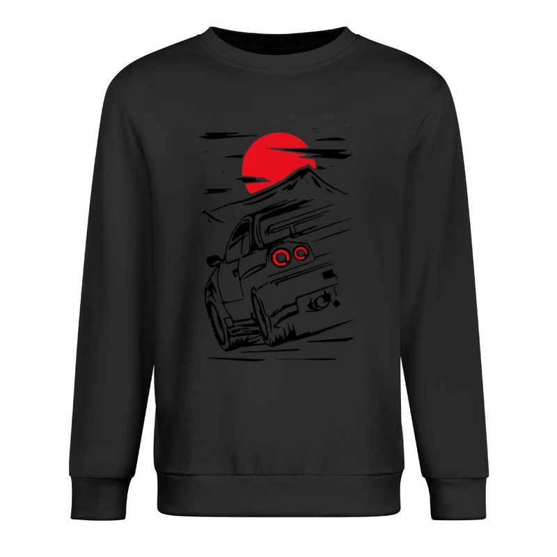 Sportwagen vor rotem Mond Herren Pullover Sweatshirt