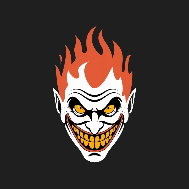 Evil Clown Character with Flaming Hair and Scary Grin Male Tank Top